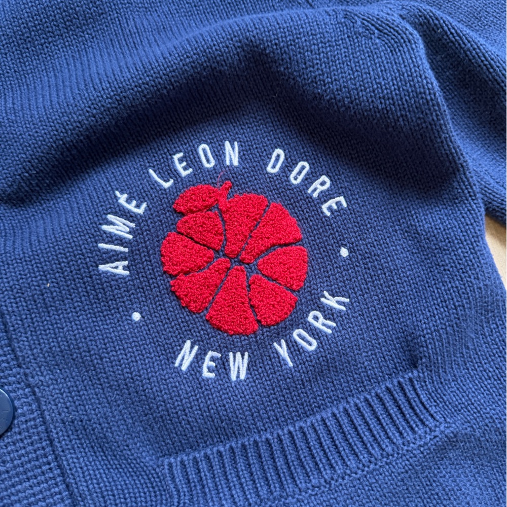 Aime Leon Dore X New Balance — Navy Cardigan with Red Patch Logo